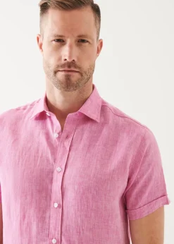 PATRICK ASSARAF Short Sleeve Linen Shirt|Men Shirts
