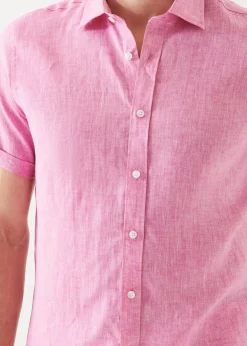 PATRICK ASSARAF Short Sleeve Linen Shirt|Men Shirts