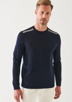 PATRICK ASSARAF Shoulder Tipped Merino Wool Crewneck|Men Knitwear