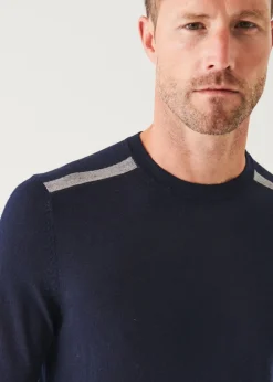PATRICK ASSARAF Shoulder Tipped Merino Wool Crewneck|Men Knitwear