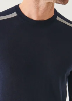 PATRICK ASSARAF Shoulder Tipped Merino Wool Crewneck|Men Knitwear