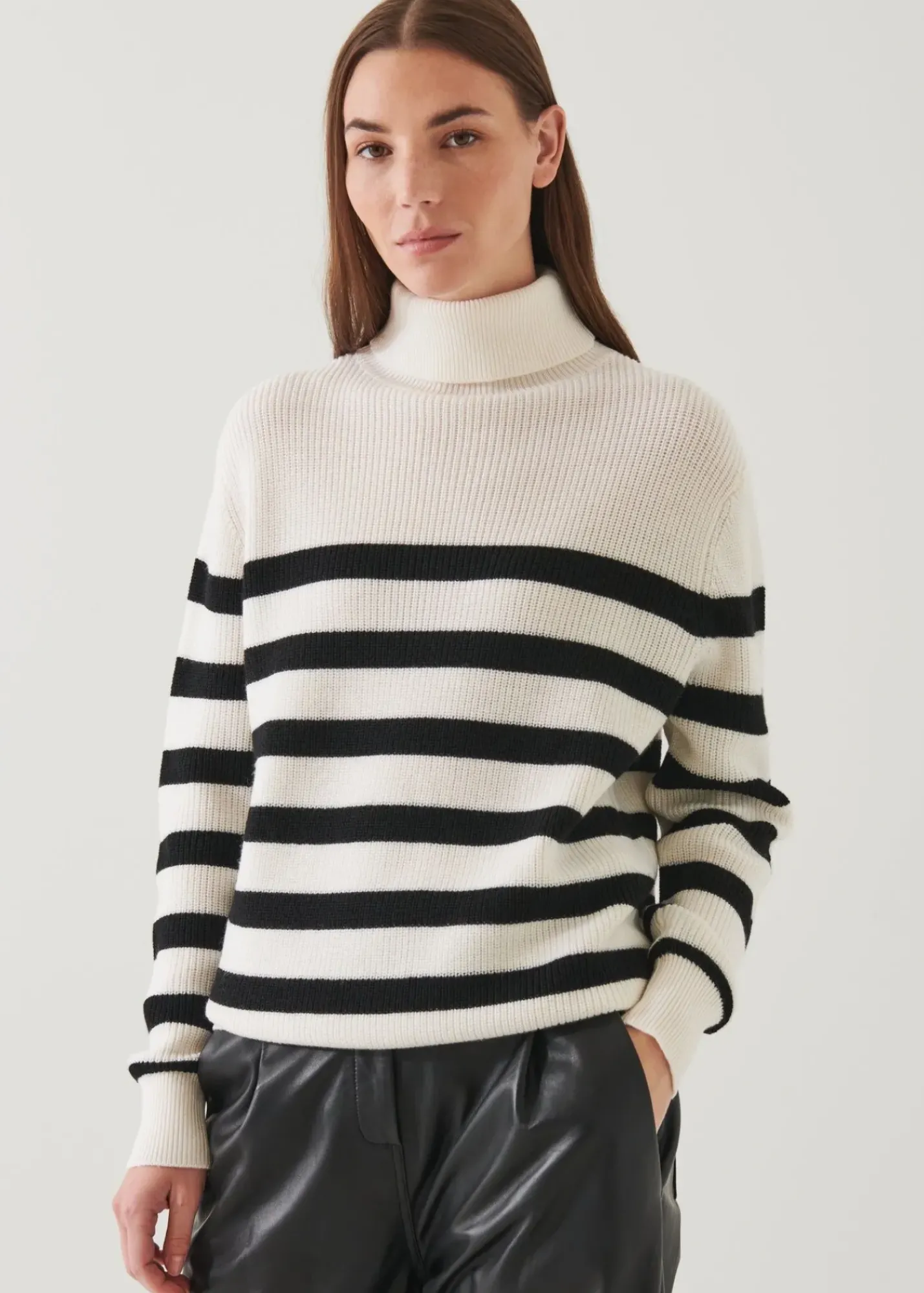PATRICK ASSARAF Striped Boyfriend Turtleneck|Women Knitwear