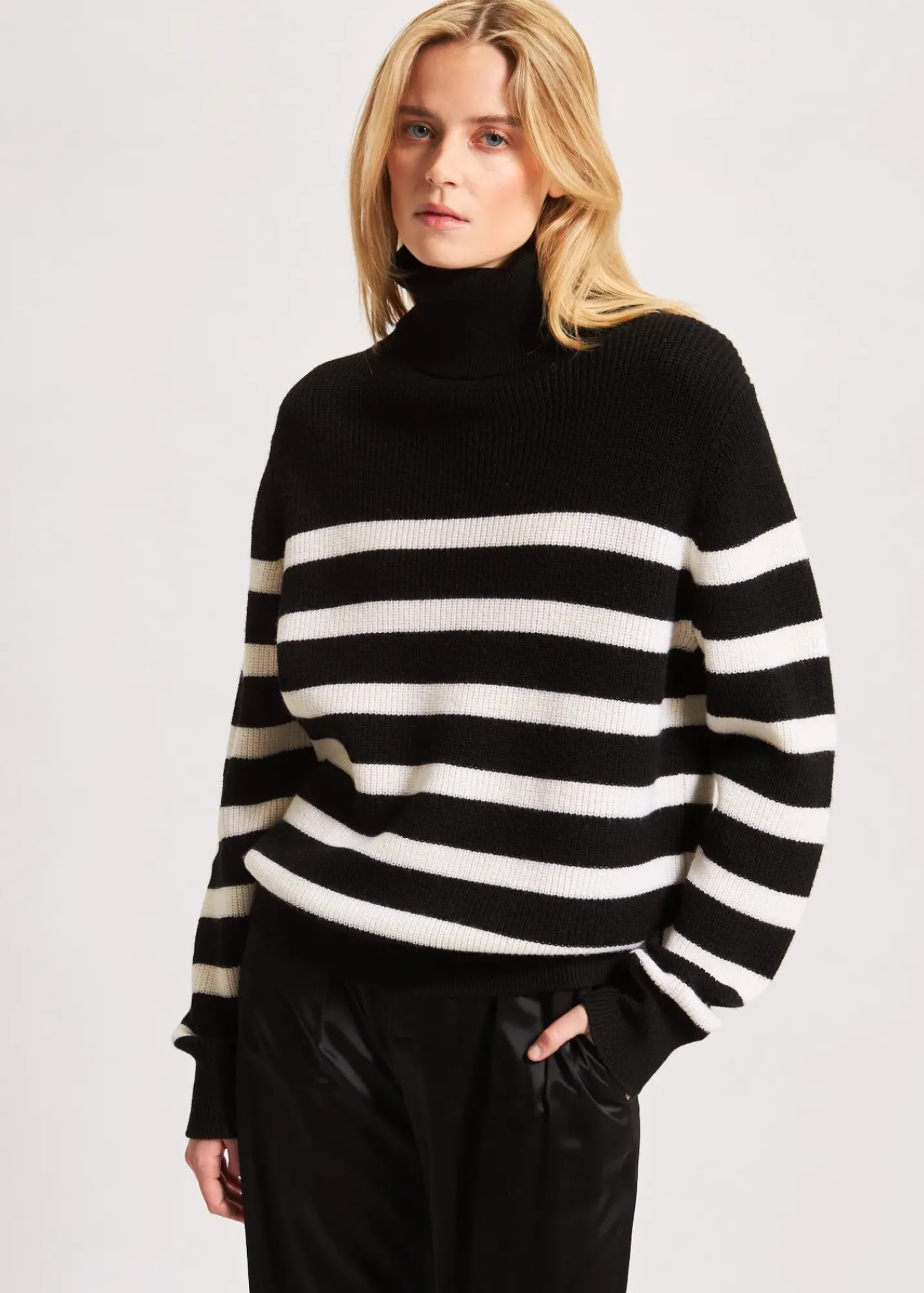 PATRICK ASSARAF Striped Boyfriend Turtleneck|Women Knitwear