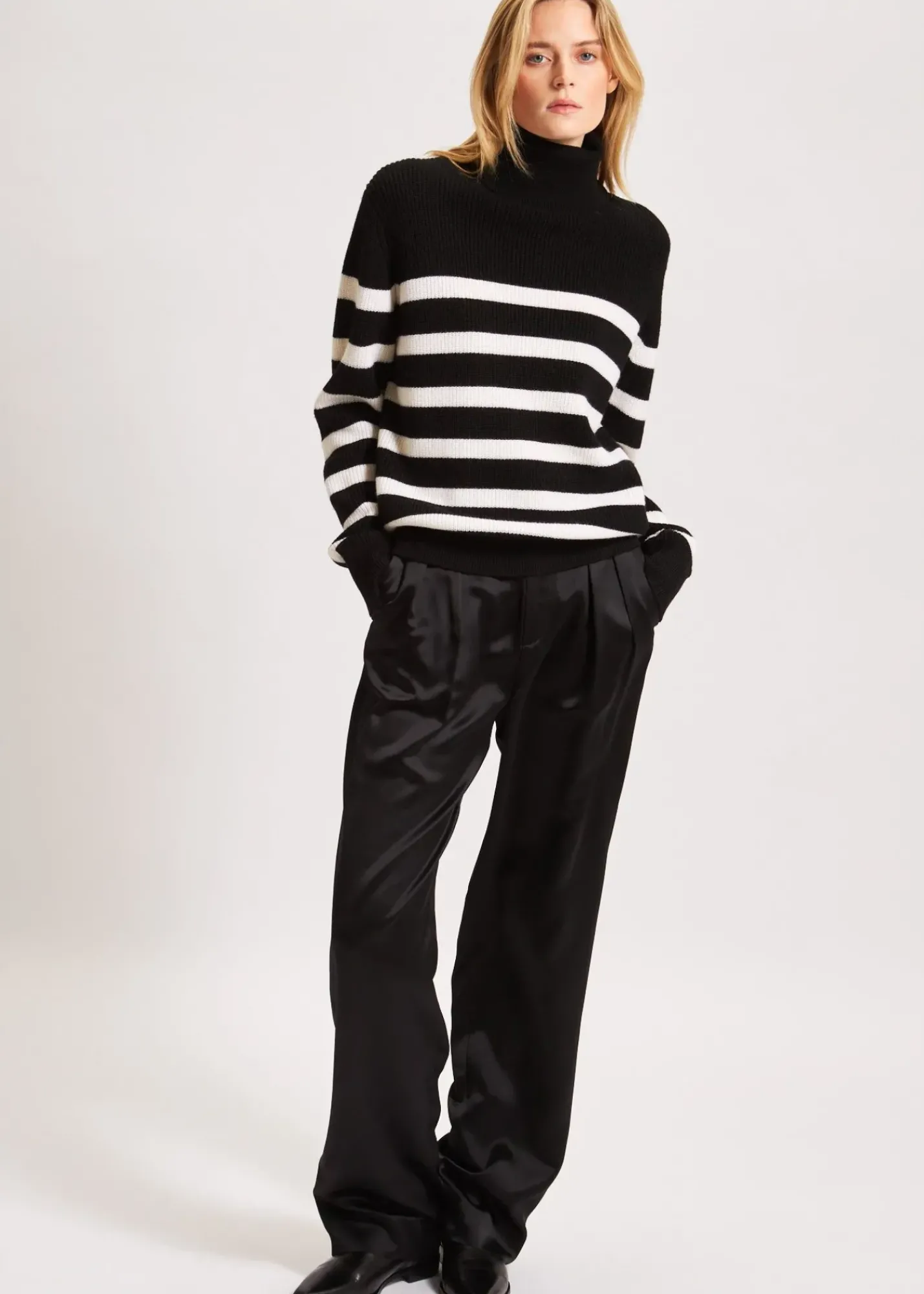 PATRICK ASSARAF Striped Boyfriend Turtleneck|Women Knitwear