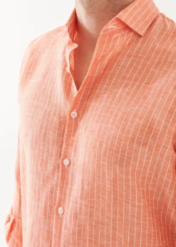 PATRICK ASSARAF Striped Linen Shirt|Men Shirts