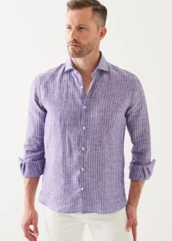 PATRICK ASSARAF Striped Linen Shirt|Men Shirts