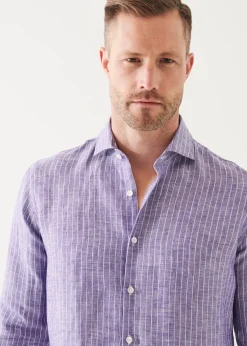 PATRICK ASSARAF Striped Linen Shirt|Men Shirts