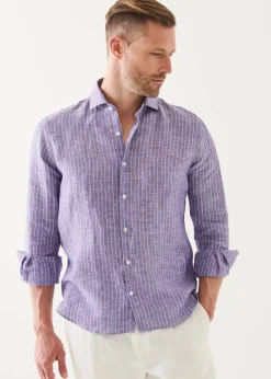 PATRICK ASSARAF Striped Linen Shirt|Men Shirts