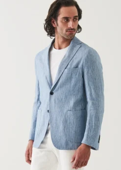 PATRICK ASSARAF Striped Linen Two-Button Blazer|Men Blazers