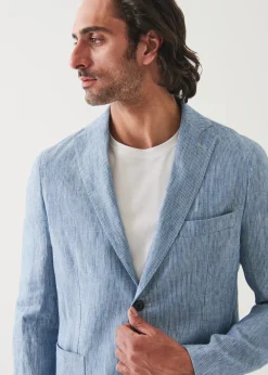 PATRICK ASSARAF Striped Linen Two-Button Blazer|Men Blazers