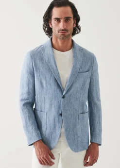 PATRICK ASSARAF Striped Linen Two-Button Blazer|Men Blazers