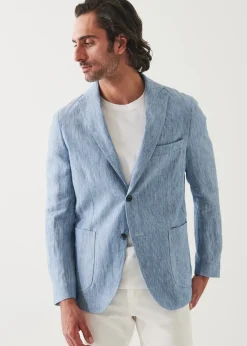 PATRICK ASSARAF Striped Linen Two-Button Blazer|Men Blazers