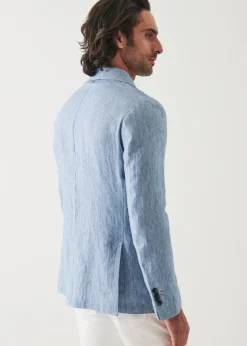 PATRICK ASSARAF Striped Linen Two-Button Blazer|Men Blazers