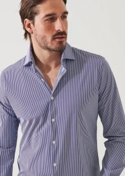 PATRICK ASSARAF Striped Nylon Performance Long Sleeve Shirt|Men Shirts