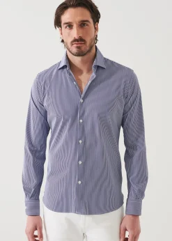 PATRICK ASSARAF Striped Nylon Performance Long Sleeve Shirt|Men Shirts
