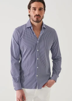 PATRICK ASSARAF Striped Nylon Performance Long Sleeve Shirt|Men Shirts