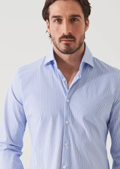 PATRICK ASSARAF Striped Nylon Performance Long Sleeve Shirt|Men Shirts