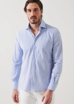 PATRICK ASSARAF Striped Nylon Performance Long Sleeve Shirt|Men Shirts