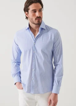 PATRICK ASSARAF Striped Nylon Performance Long Sleeve Shirt|Men Shirts