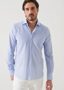 PATRICK ASSARAF Striped Nylon Performance Long Sleeve Shirt|Men Shirts