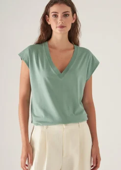 PATRICK ASSARAF Sublime Reactive Pima Cotton Stretch Dolman V-Neck|Women T-Shirts