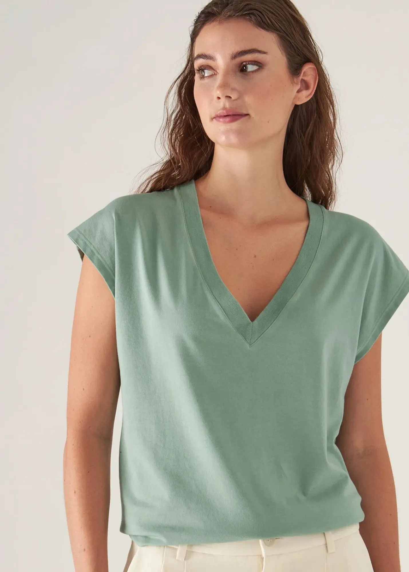 PATRICK ASSARAF Sublime Reactive Pima Cotton Stretch Dolman V-Neck|Women T-Shirts