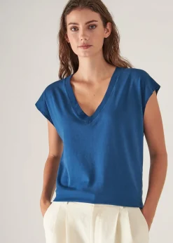 PATRICK ASSARAF Sublime Reactive Pima Cotton Stretch Dolman V-Neck|Women T-Shirts