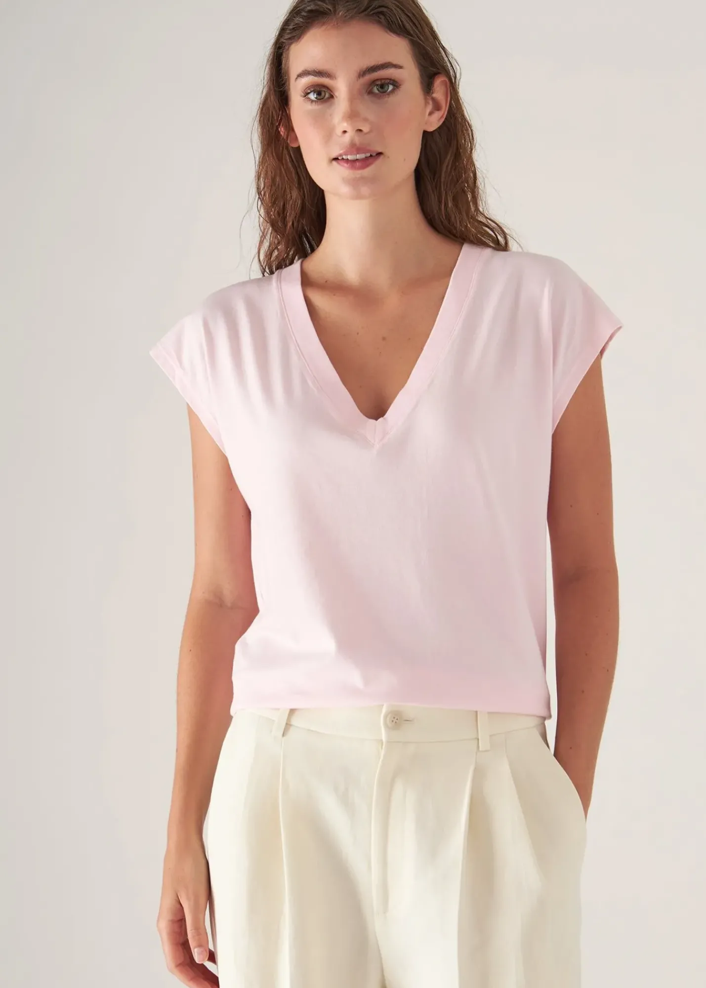 PATRICK ASSARAF Sublime Reactive Pima Cotton Stretch Dolman V-Neck|Women T-Shirts