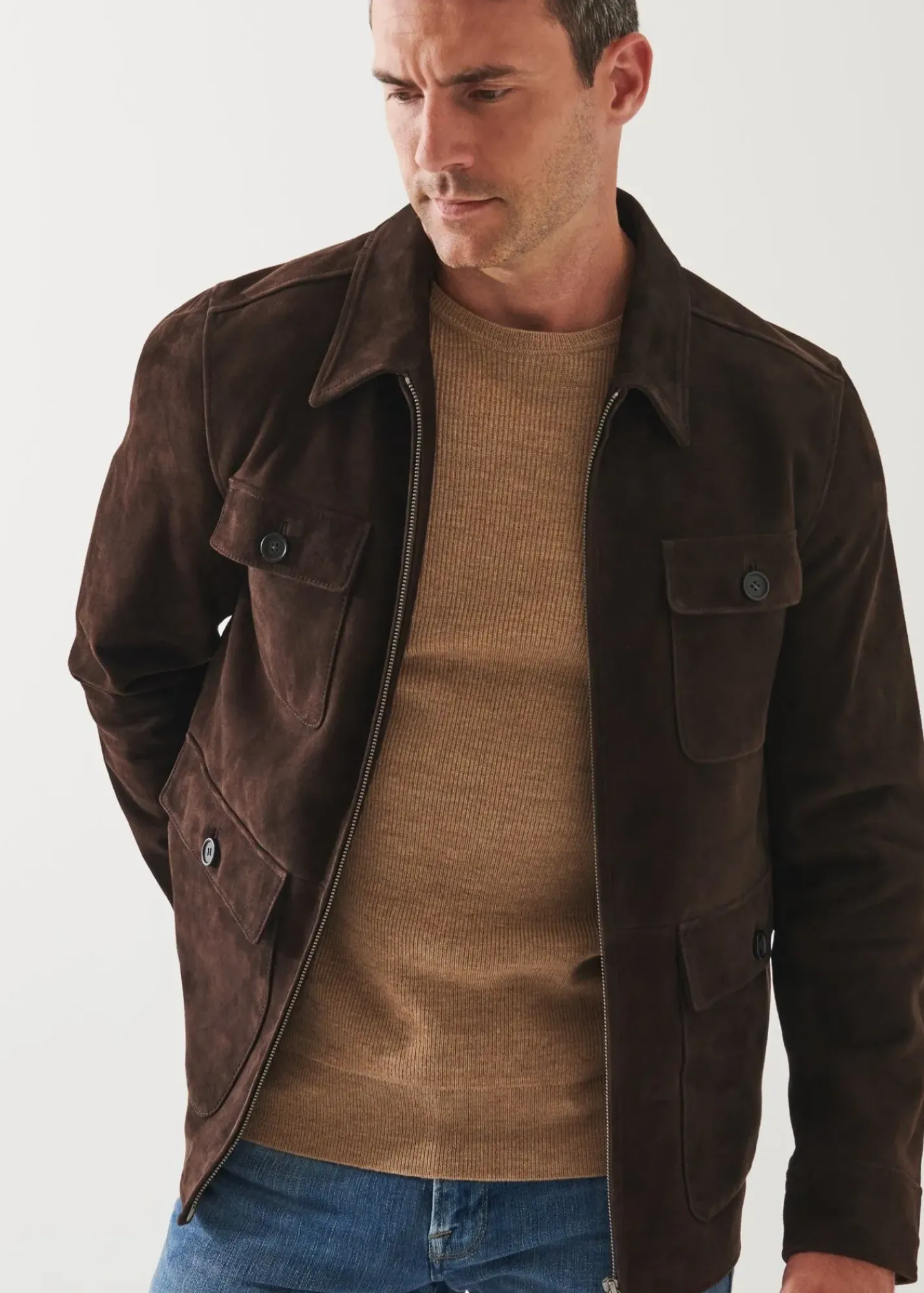 PATRICK ASSARAF Suede Utility Jacket|Men Outerwear