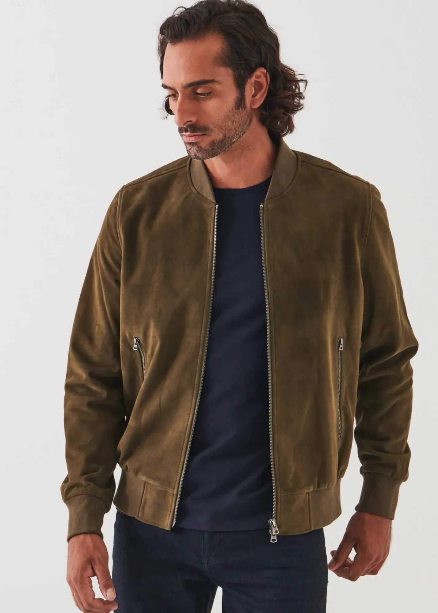 PATRICK ASSARAF Suede Zip Bomber|Men Outerwear