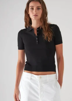 PATRICK ASSARAF Superfine Merino Lyocell Short Sleeve Polo|Women Knitwear