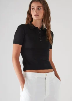 PATRICK ASSARAF Superfine Merino Lyocell Short Sleeve Polo|Women Knitwear