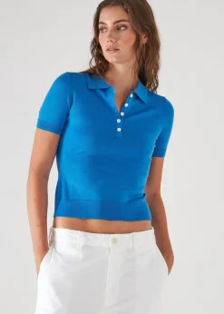 PATRICK ASSARAF Superfine Merino Lyocell Short Sleeve Polo|Women Knitwear