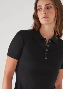 PATRICK ASSARAF Superfine Merino Lyocell Short Sleeve Polo|Women Polos