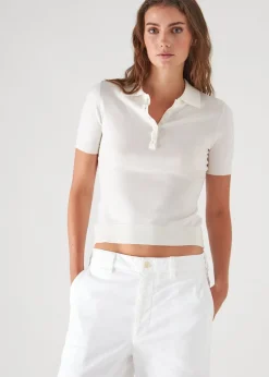 PATRICK ASSARAF Superfine Merino Lyocell Short Sleeve Polo|Women Polos