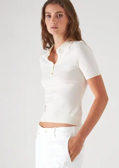 PATRICK ASSARAF Superfine Merino Lyocell Short Sleeve Polo|Women Polos