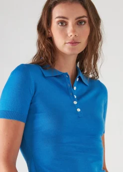 PATRICK ASSARAF Superfine Merino Lyocell Short Sleeve Polo|Women Polos