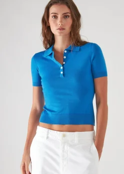 PATRICK ASSARAF Superfine Merino Lyocell Short Sleeve Polo|Women Polos