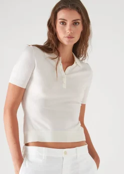 PATRICK ASSARAF Superfine Merino Lyocell Short Sleeve Polo|Women Polos