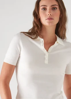 PATRICK ASSARAF Superfine Merino Lyocell Short Sleeve Polo|Women Polos