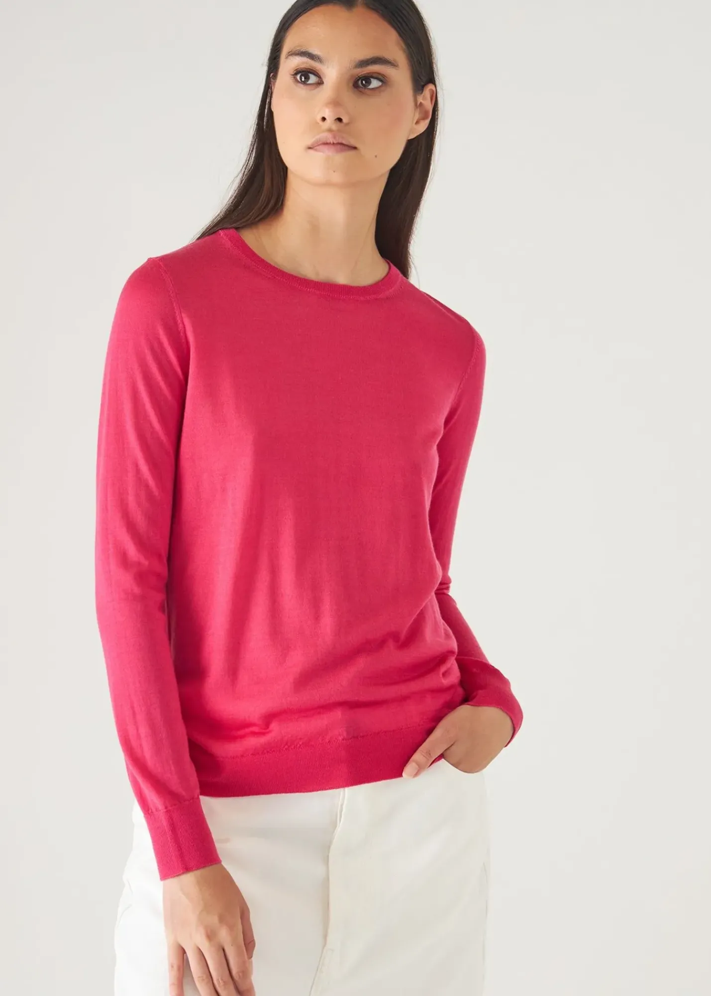 PATRICK ASSARAF Superfine Merino Lyocell Crewneck Sweater|Women Knitwear