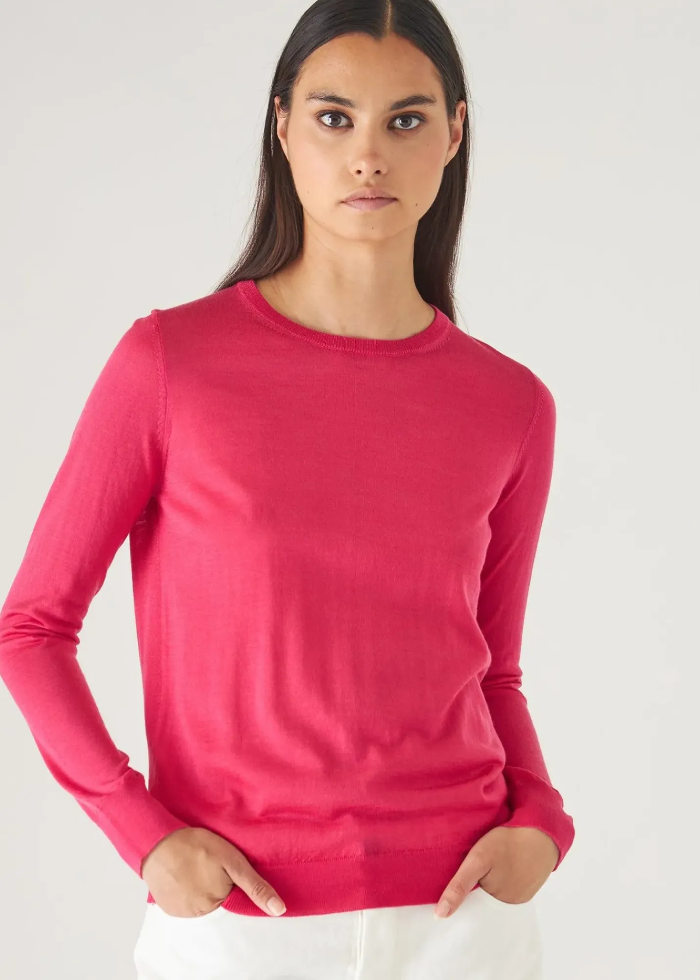 PATRICK ASSARAF Superfine Merino Lyocell Crewneck Sweater|Women Knitwear