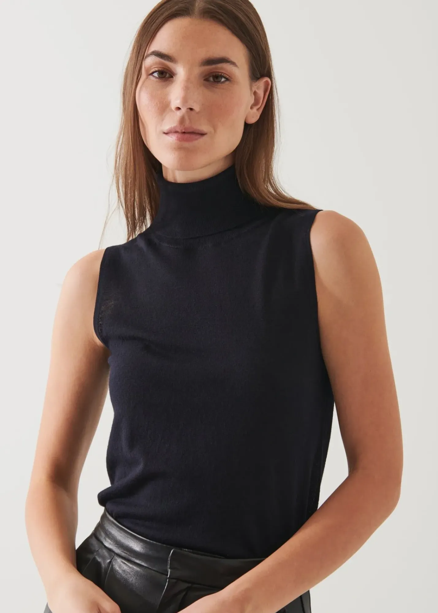 PATRICK ASSARAF Superfine Merino Sleeveless Turtleneck|Women Knitwear