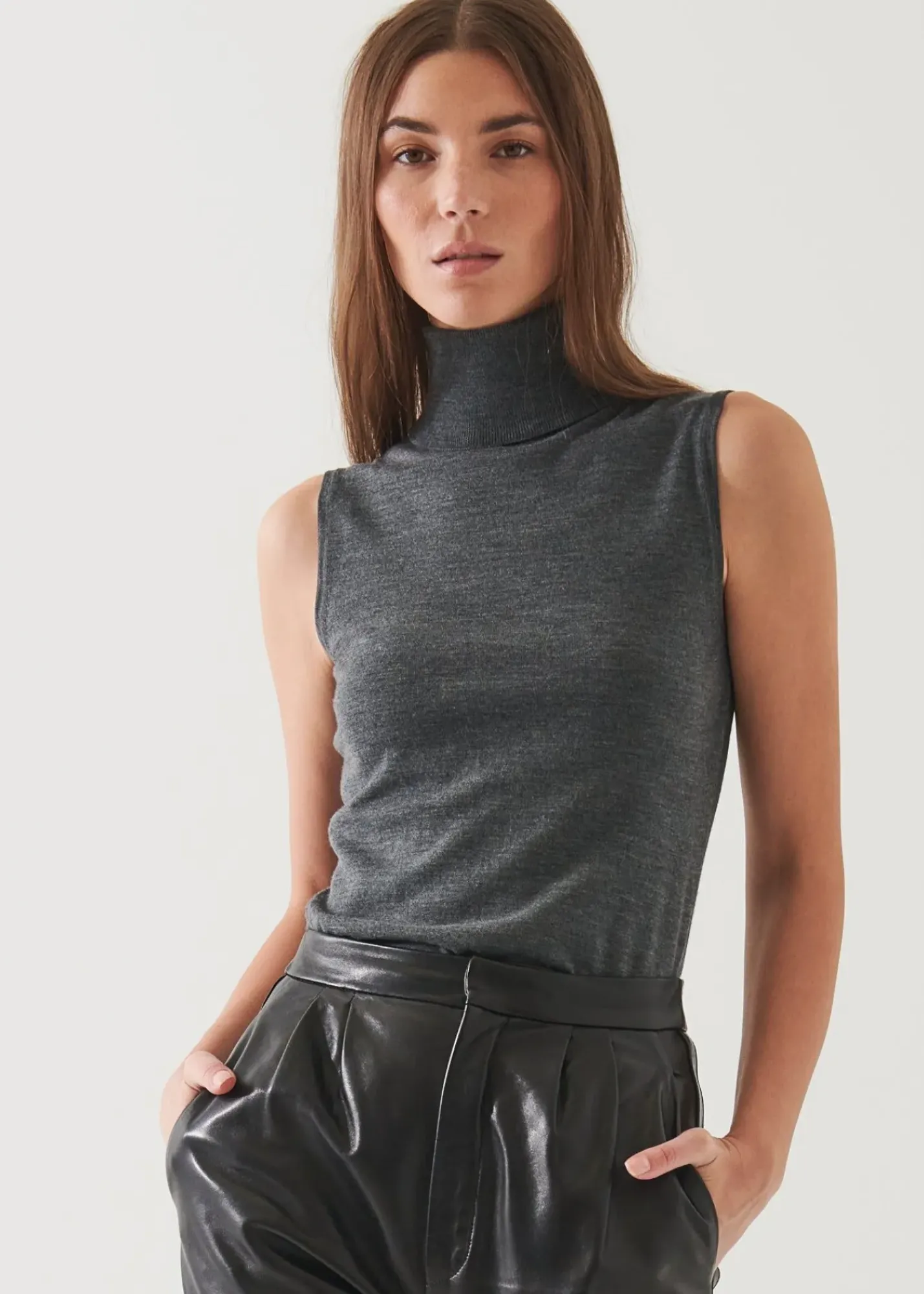 PATRICK ASSARAF Superfine Merino Sleeveless Turtleneck|Women Knitwear