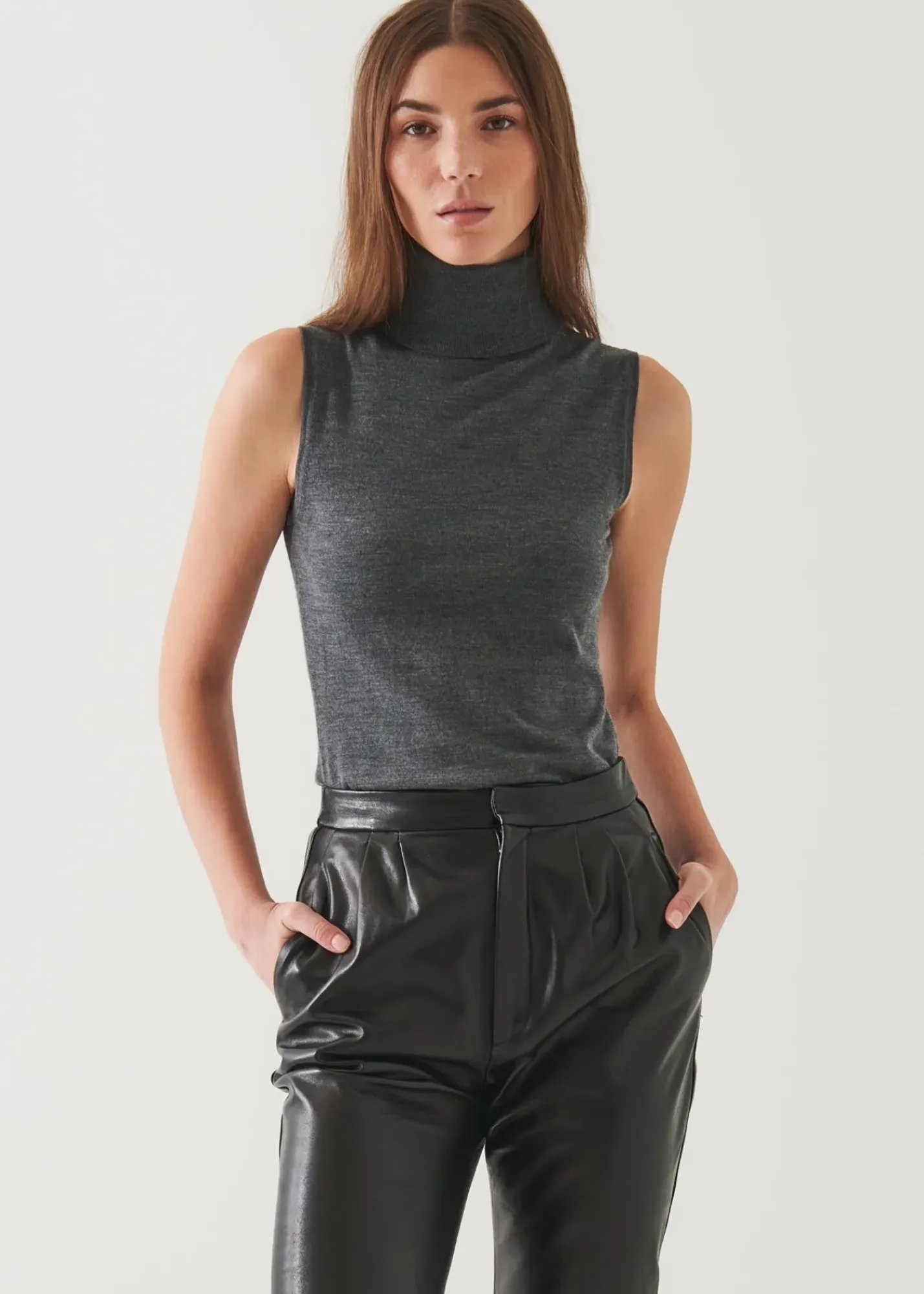 PATRICK ASSARAF Superfine Merino Sleeveless Turtleneck|Women Knitwear