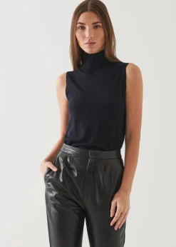 PATRICK ASSARAF Superfine Merino Sleeveless Turtleneck|Women Knitwear
