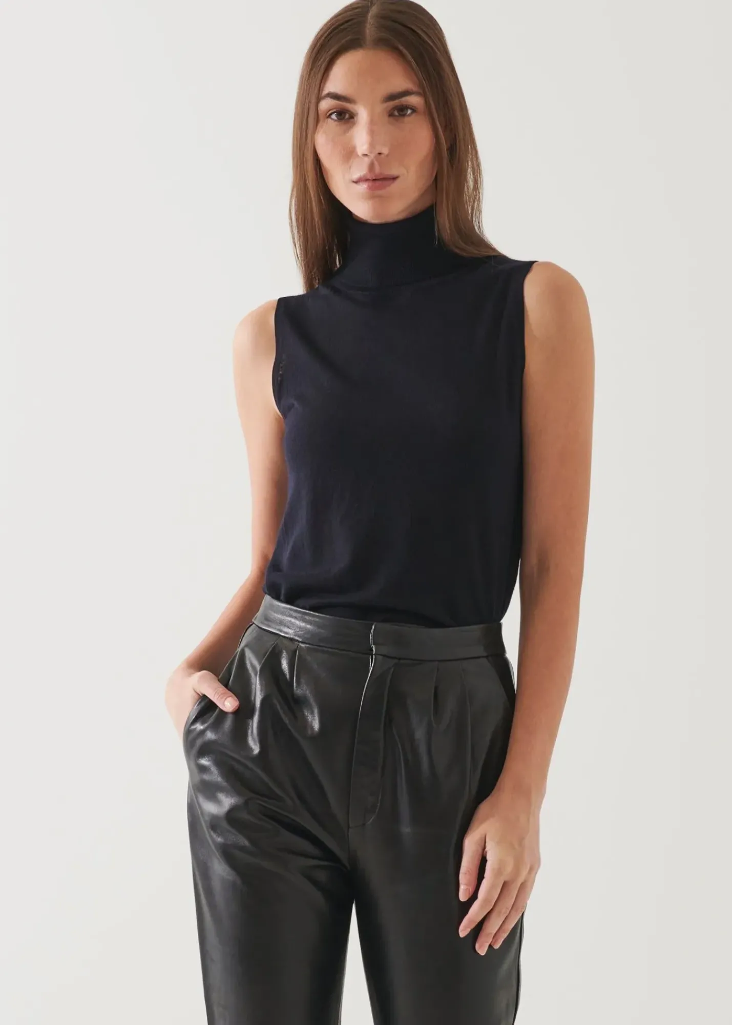 PATRICK ASSARAF Superfine Merino Sleeveless Turtleneck|Women Knitwear