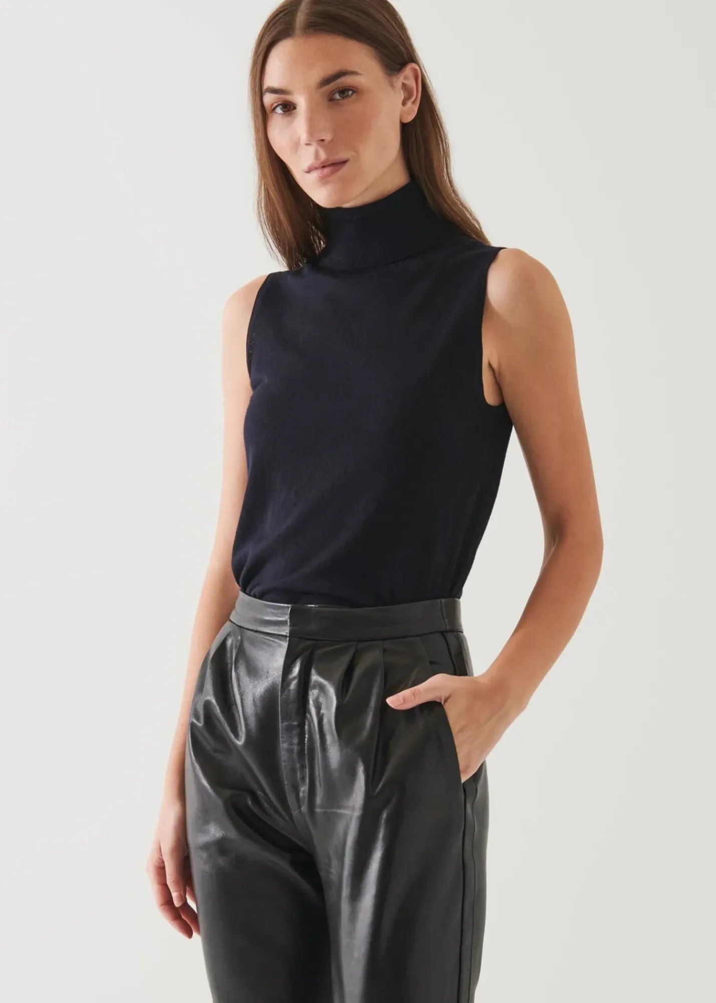 PATRICK ASSARAF Superfine Merino Sleeveless Turtleneck|Women Knitwear