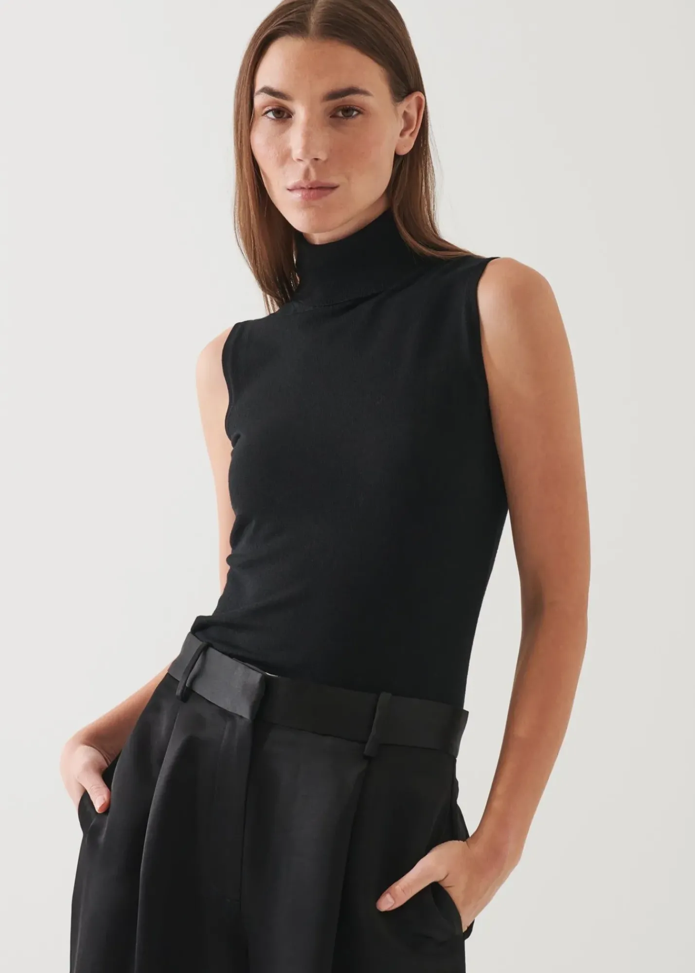 PATRICK ASSARAF Superfine Merino Sleeveless Turtleneck|Women Knitwear