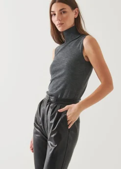 PATRICK ASSARAF Superfine Merino Sleeveless Turtleneck|Women Knitwear